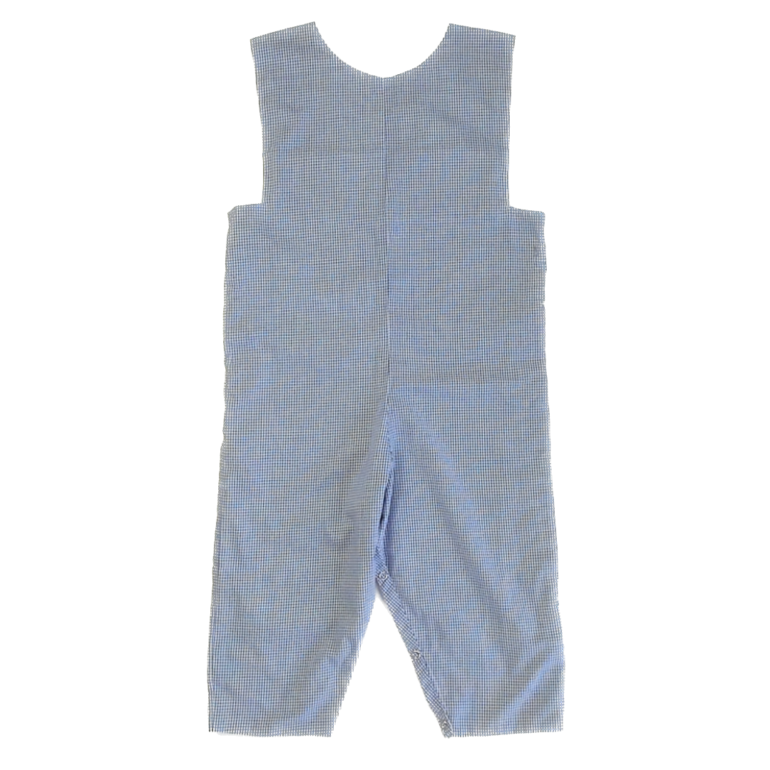 Be Mine Boys Blue Gingham Santa Smocked Romper Size: 3T Blue Gingham Santa Smocked