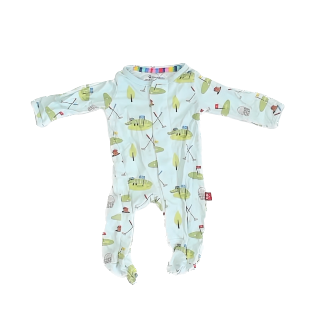 Magnetic Me Boys Blue | Golf 1-piece footed Pajamas Size: Preemie Blue | Golf