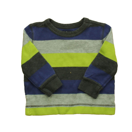 Gap Boys Blue | Gray | Green Stripe Long Sleeve Shirt Size: 18-24 Months Blue | Gray | Green Stripe