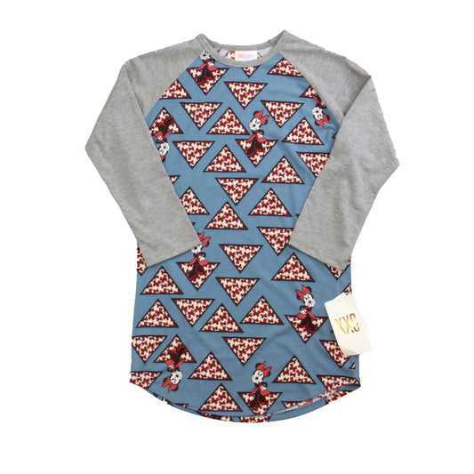 Lula roe Girls Blue | Gray | Minnie Long Sleeve T-Shirt Size: Junior XXS Blue | Gray | Minnie