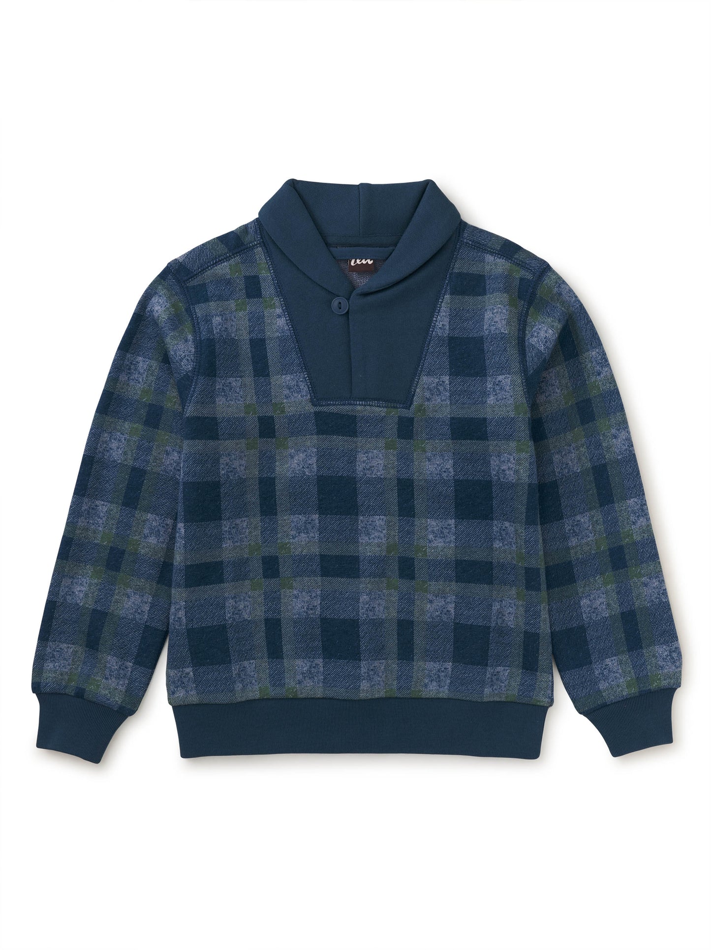 Tea Collection Boys Blue | Gray Plaid Sweatshirt Size: 5T Blue | Gray Plaid