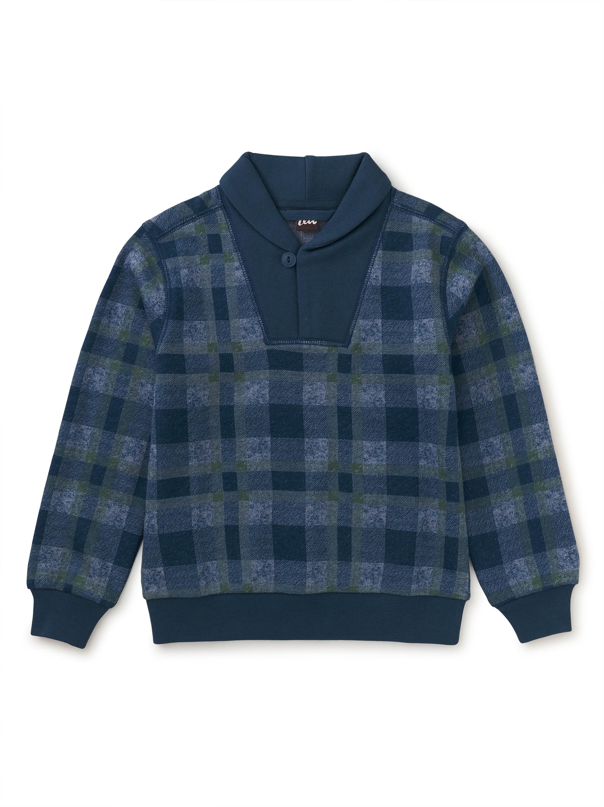 Tea Collection Boys Blue | Gray Plaid Sweatshirt Size: 5T Blue | Gray Plaid