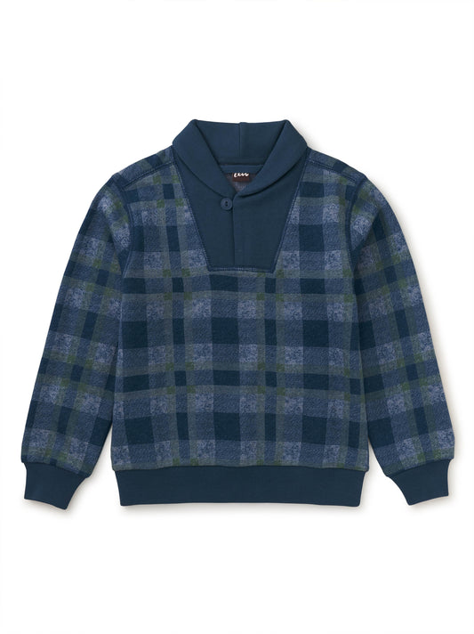 Tea Collection Boys Blue | Gray Plaid Sweatshirt Size: 5T Blue | Gray Plaid