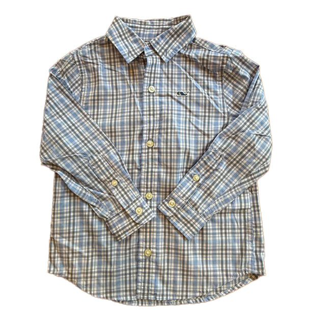 Vineyard Vines Boys Blue | Gray Plaid Button Down Long Sleeve Size: 2T Blue | Gray Plaid