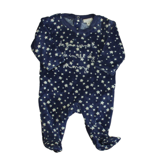 Grain de Ble Boys Blue | Gray Stars Long Sleeve Outfit Size: 1 Months Blue | Gray Stars