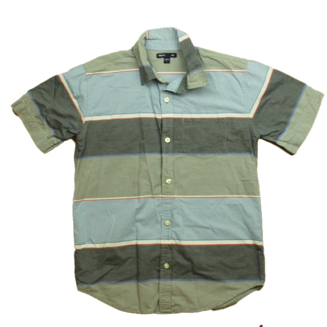 Gap Boys Blue | Gray Stripe Button Down Short Sleeve Size: 12-14 Years