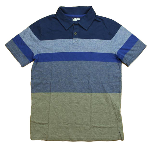 Urban Pipeline Boys Blue | Gray Stripe Polo Shirt Size: 14 Years