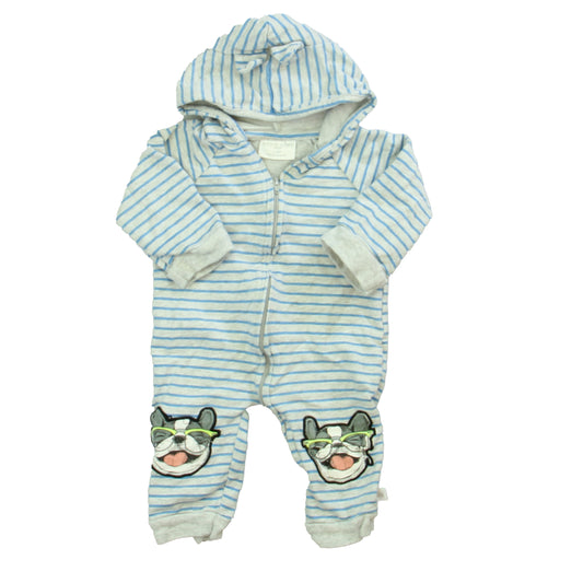 Rosie Pope Boys Blue | Gray Stripe Long Sleeve Outfit Size: 6-9 Months Blue | Gray Stripe