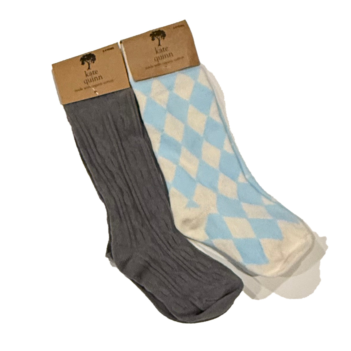 Kate Quinn Unisex Blue | Gray Socks Size: 2-4T Blue | Gray