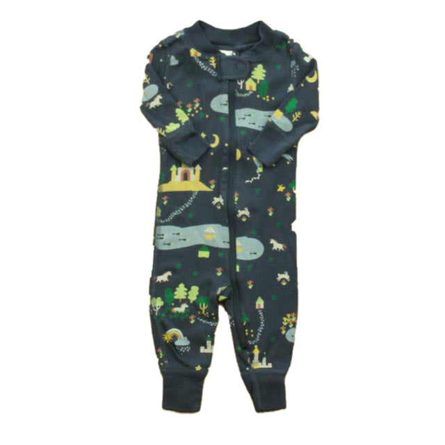 Hanna Andersson Boys Blue | Gray 1-piece Non-footed Pajamas Size: 0-3 Months