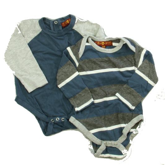 7 for all Mankind Boys Blue | Gray Onesie Size: 3-6 Months