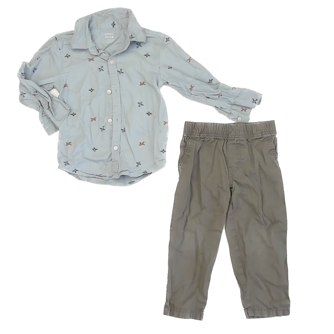 Carter's Boys Blue | Green | Airplane Apparel Sets Size: 3T Blue | Green | Airplane