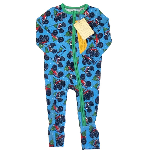 Little Snuggles Boys Blue | Green Christmas Trees 1-piece Non-footed Pajamas Size: 2T Blue | Green Christmas Trees