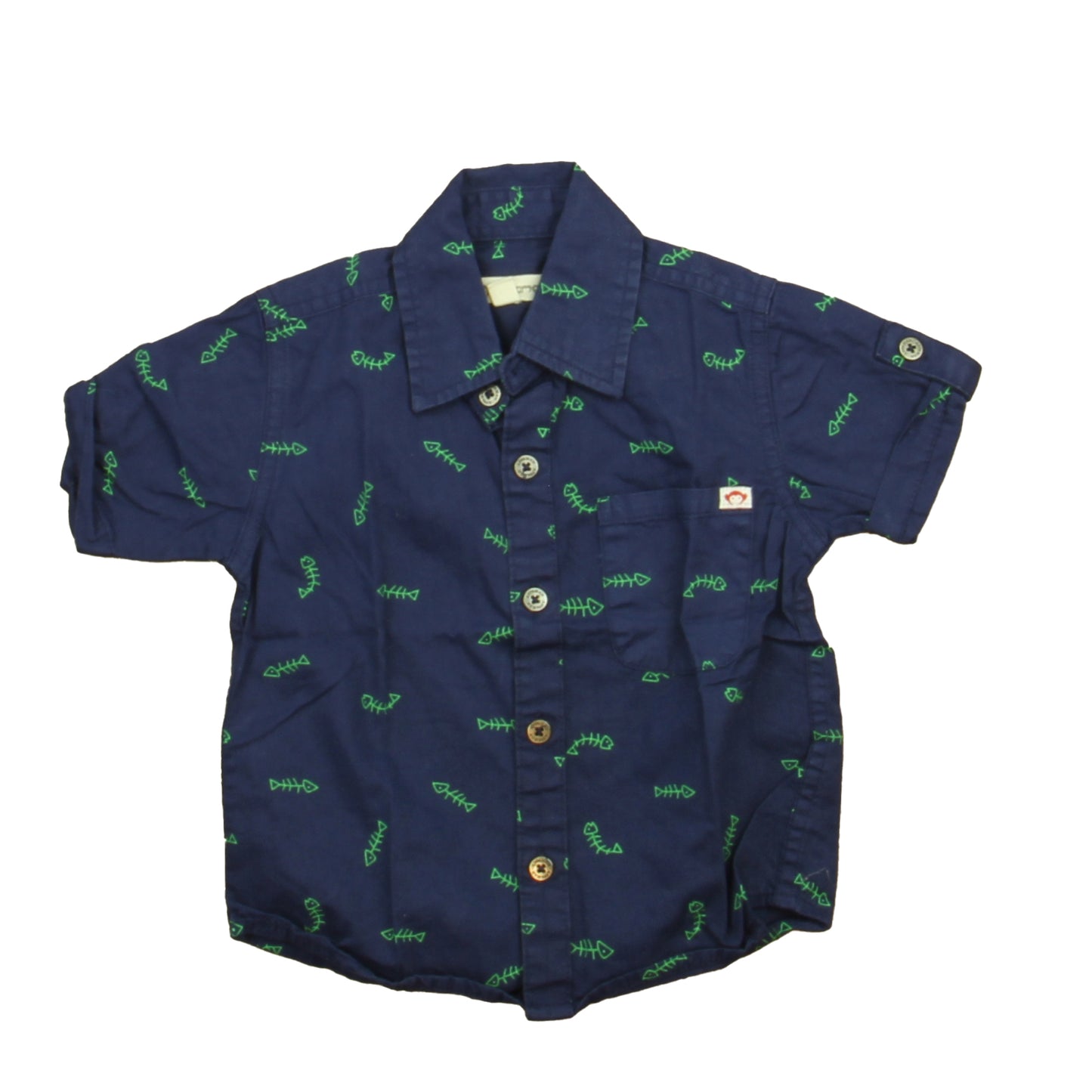 Appaman Boys Blue | Green Fish Button Down Short Sleeve Size: 2T