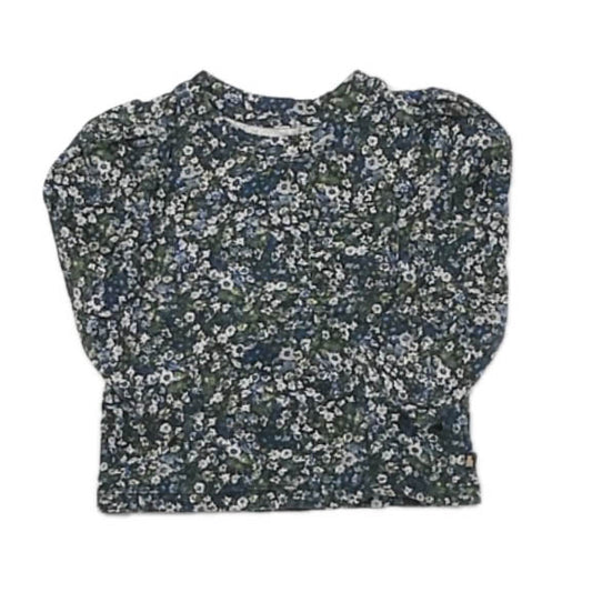 Gap Girls Blue | Green Floral Long Sleeve T-Shirt Size: 18-24 Months Blue | Green Floral