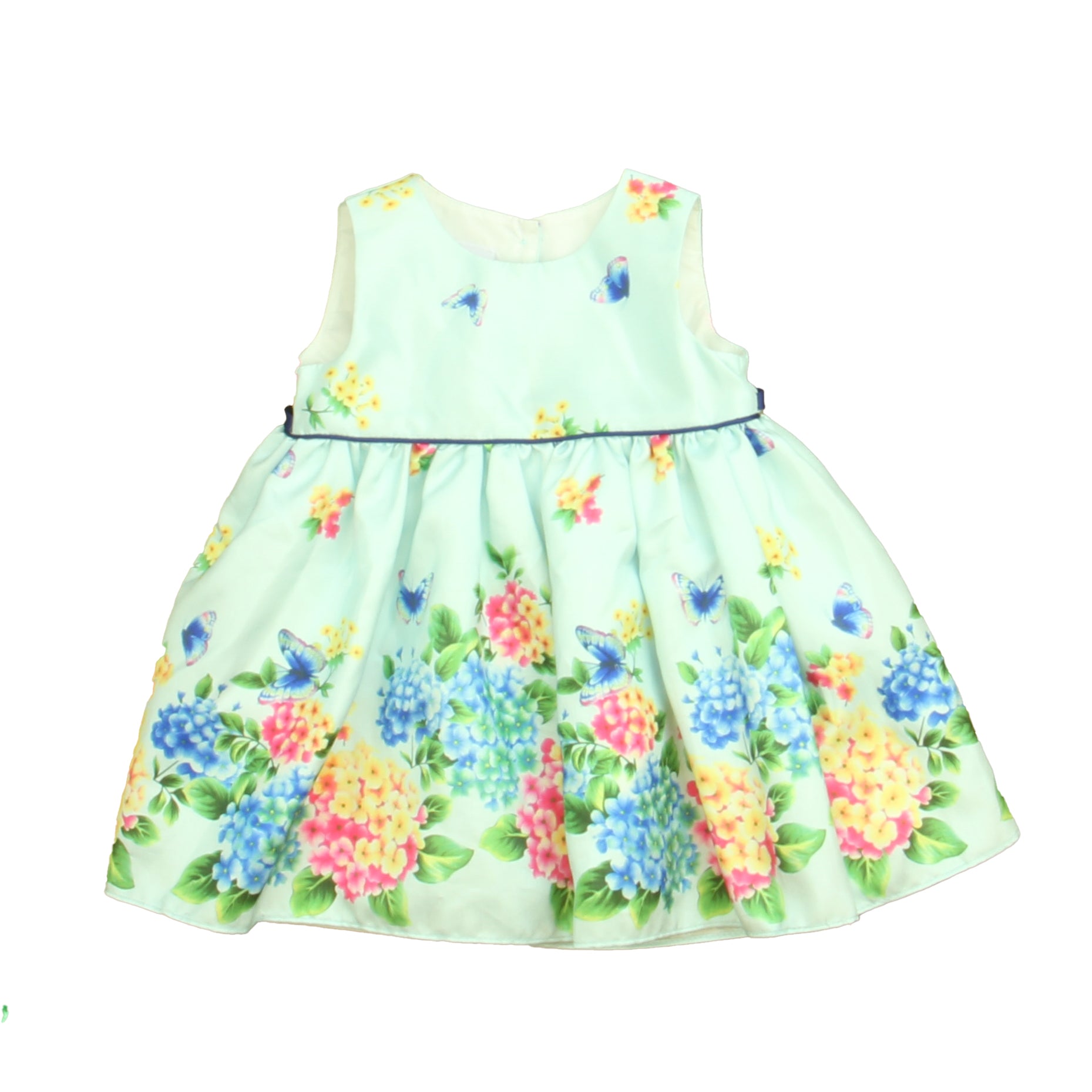 Petite Frais Girls Blue | Green Floral Special Occasion Dress Size: 9 Months Blue | Green Floral