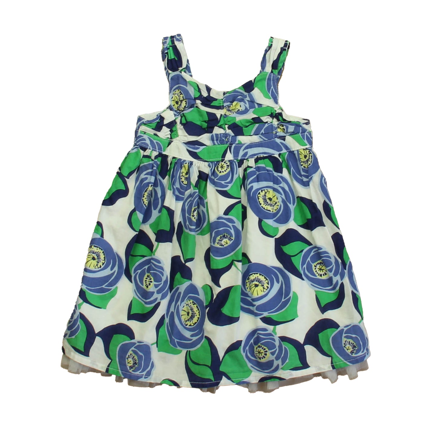 Gap Girls Blue | Green Floral Dress Size: 6-12 Months Blue | Green Floral