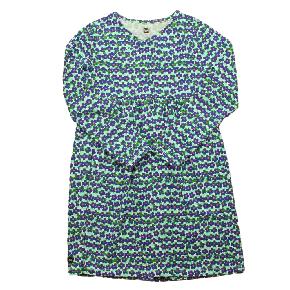 Tea Girls Blue | Green Floral Dress Size: 7 Years Blue | Green Floral