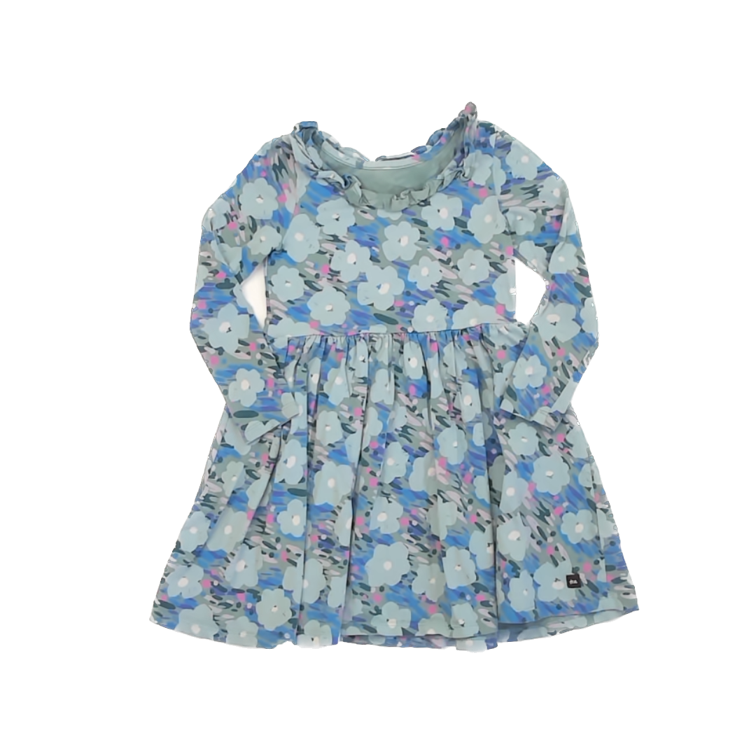 Tea Collection Girls Blue Green | Flowers Dress Size: 6 Years Blue Green | Flowers