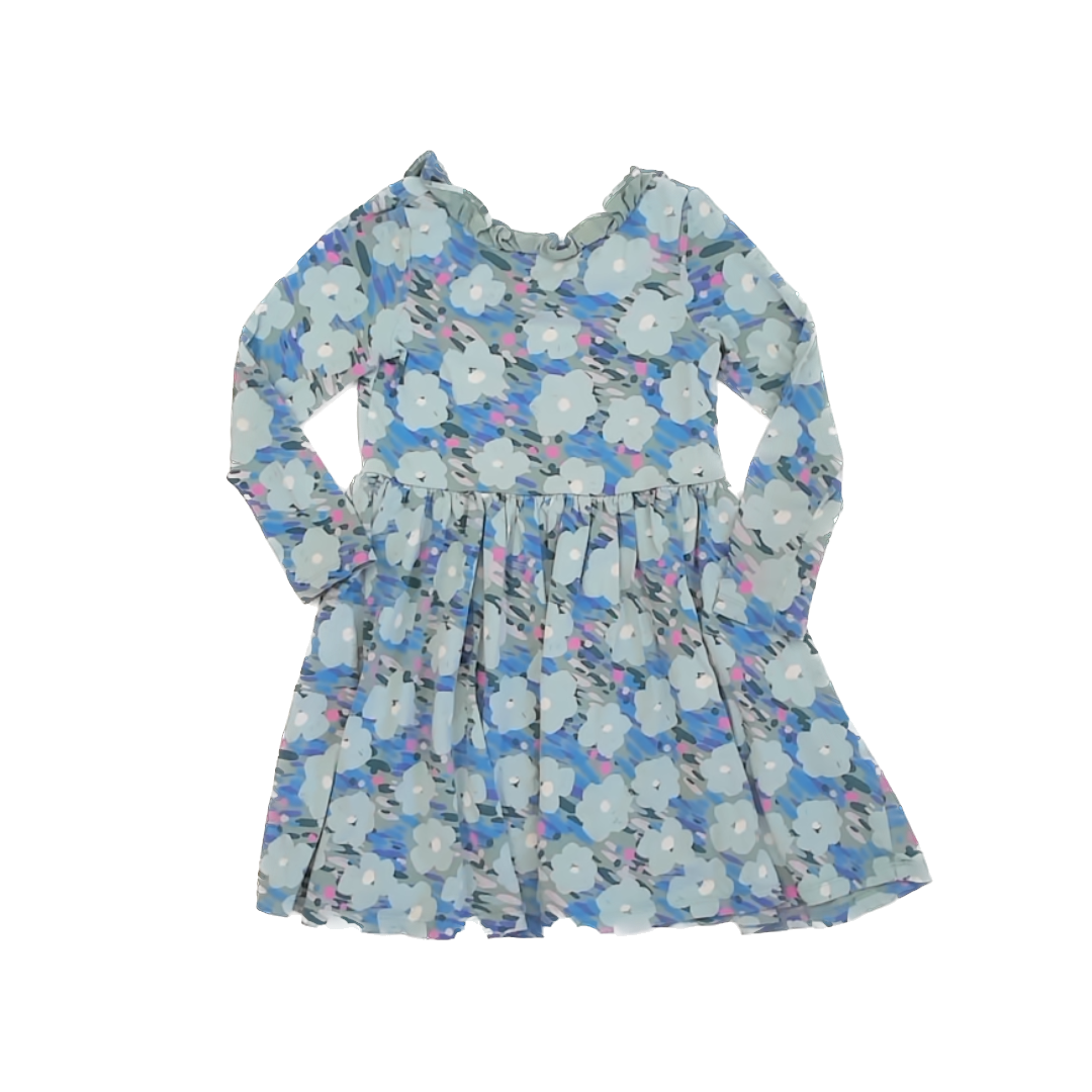 Tea Collection Girls Blue Green | Flowers Dress Size: 6 Years Blue Green | Flowers