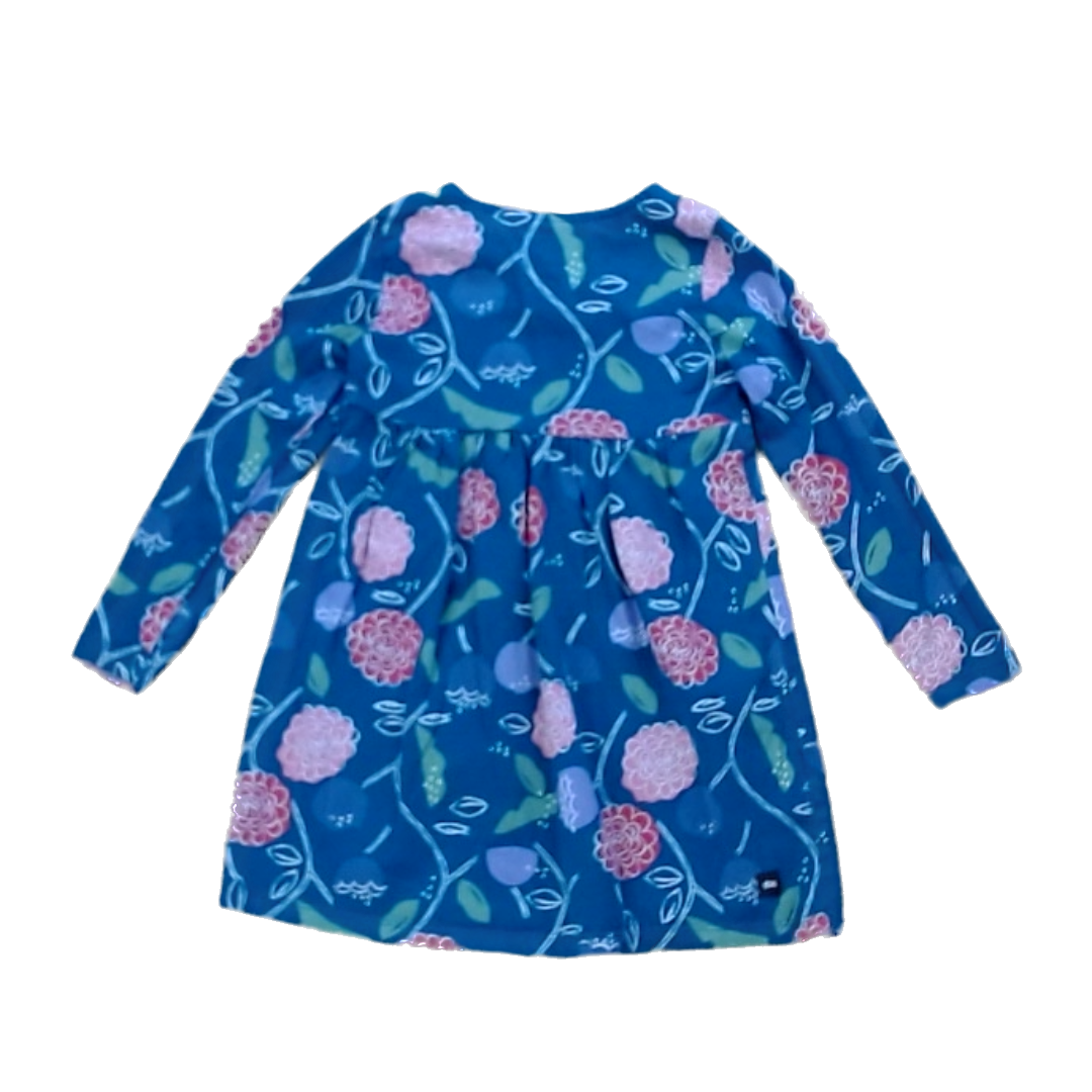 Tea Collection Girls Blue Green Multi-Floral Dress Size: 3T Blue Green Multi-Floral