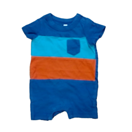 Tea Collection Boys Blue Green Orange Stripe Romper Size: 3-6 Months Blue Green Orange Stripe