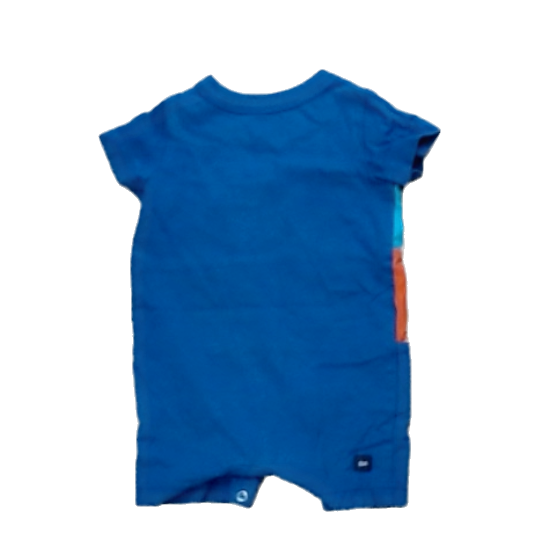 Tea Collection Boys Blue Green Orange Stripe Romper Size: 3-6 Months Blue Green Orange Stripe