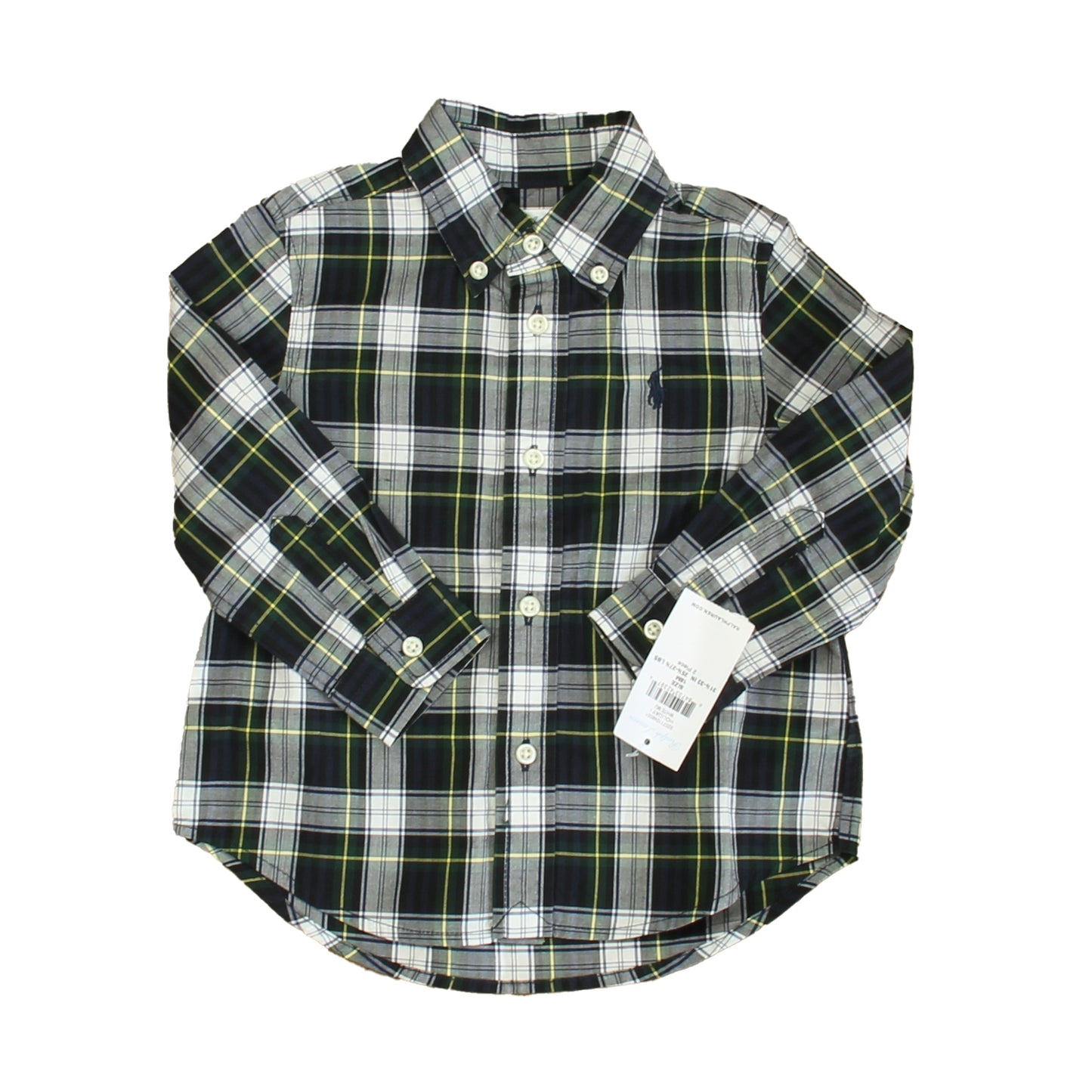 Ralph Lauren Boys Blue | Green Plaid Button Down Long Sleeve Size: 12 Months Blue | Green Plaid