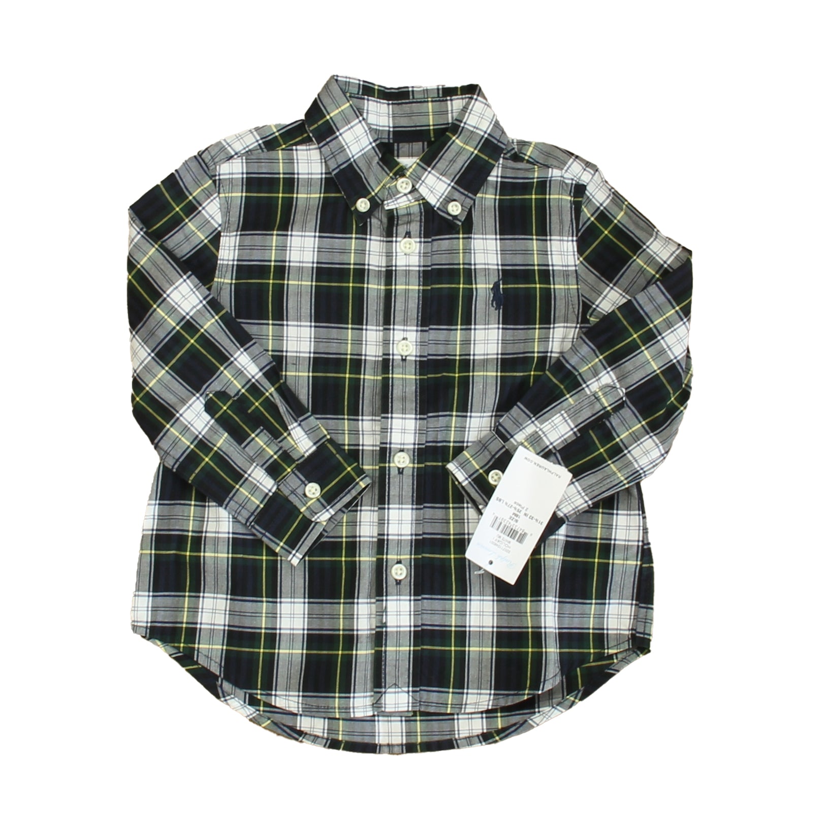 Ralph Lauren Boys Blue | Green Plaid Button Down Long Sleeve Size: 12 Months Blue | Green Plaid