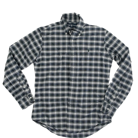 Ralph Lauren Boys Blue | Green Plaid Button Down Long Sleeve Size: Adult S Blue | Green Plaid
