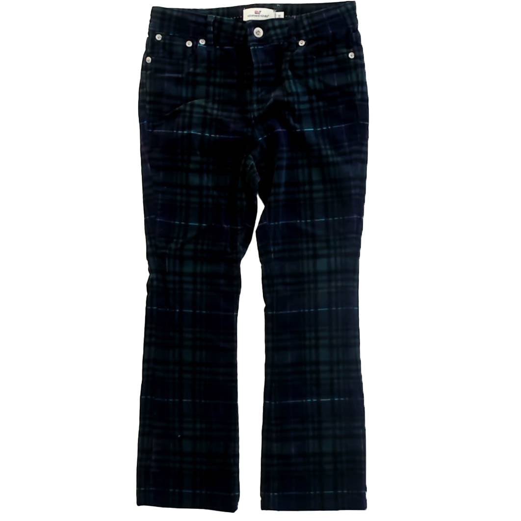 Vineyard Vines Girls Blue | Green Plaid Corduroy Pants Size: 12 Years Blue | Green Plaid