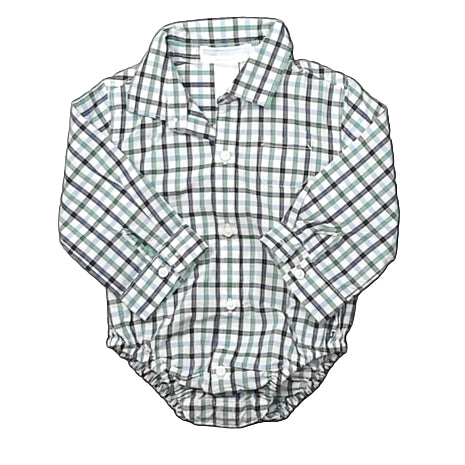 Janie and Jack Boys Blue | Green Plaid Onesie Size: 6-12 Months Blue | Green Plaid