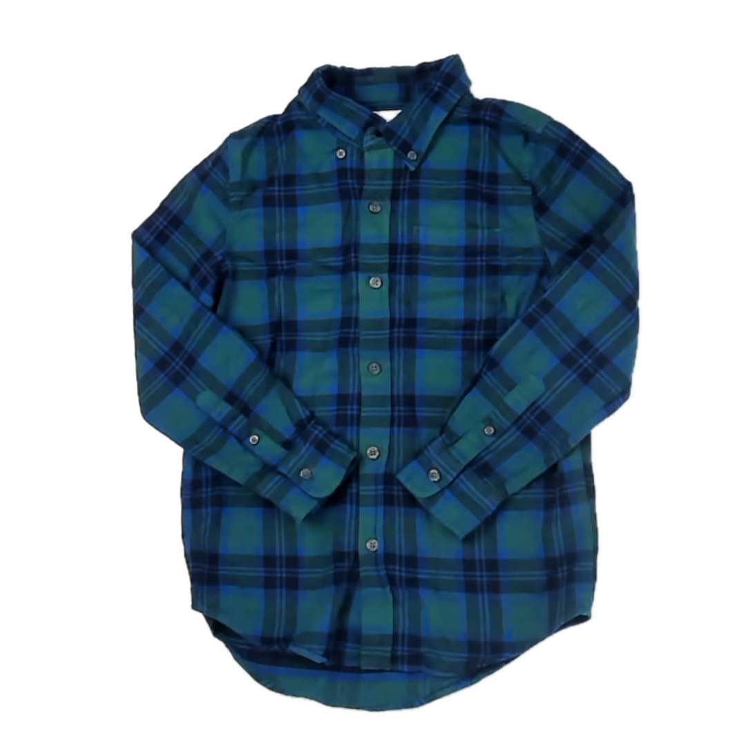 Rockets Of Awesome Boys Blue | Green Plaid Button Down Long Sleeve Size: 10 Years Blue | Green Plaid