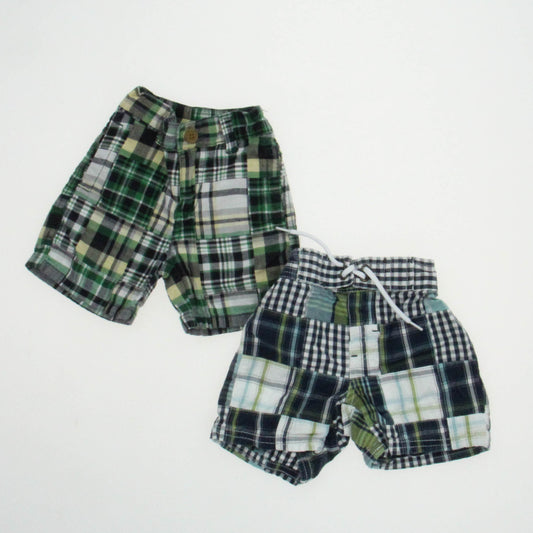 Gymboree Boys Blue | Green | Plaid Shorts Size: 3-6 Months Blue | Green | Plaid