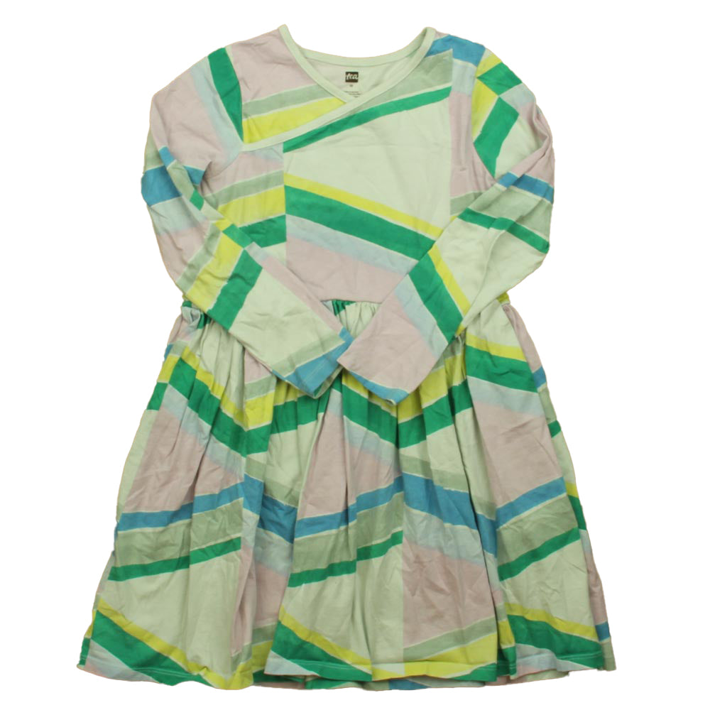 Tea Collection Girls Blue | Green Stripe Dress Size: 10 Years Blue | Green Stripe