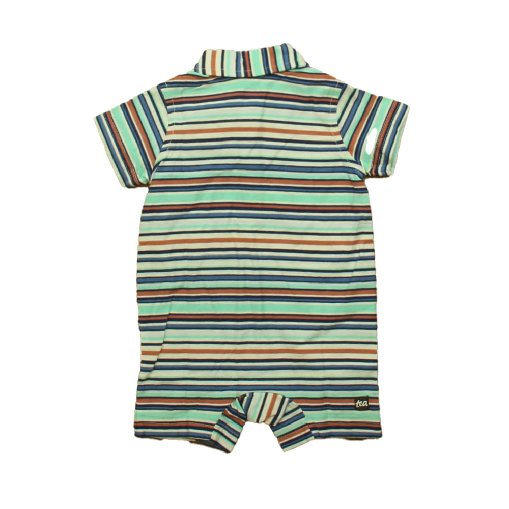 Tea Boys Blue | Green Stripe Romper Size: 3-6 Months