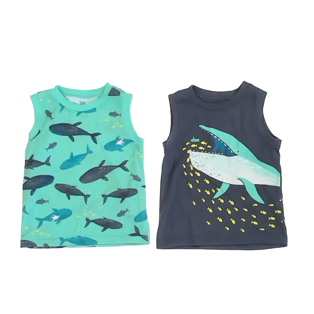 Carter's Boys Blue | Green | Whale Tank Top Size: 2T Blue | Green | Whale