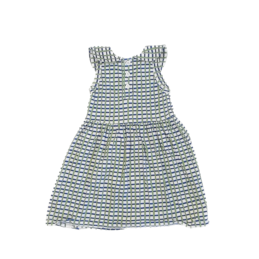 Crann Organic Girls Blue | Green | White Dress Size: 5T Blue | Green | White