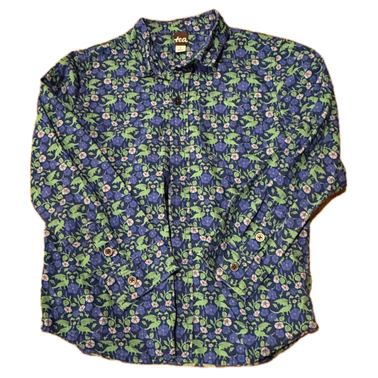 Tea Collection Boys Blue | Green Button Down Long Sleeve Size: 7 Years Blue | Green