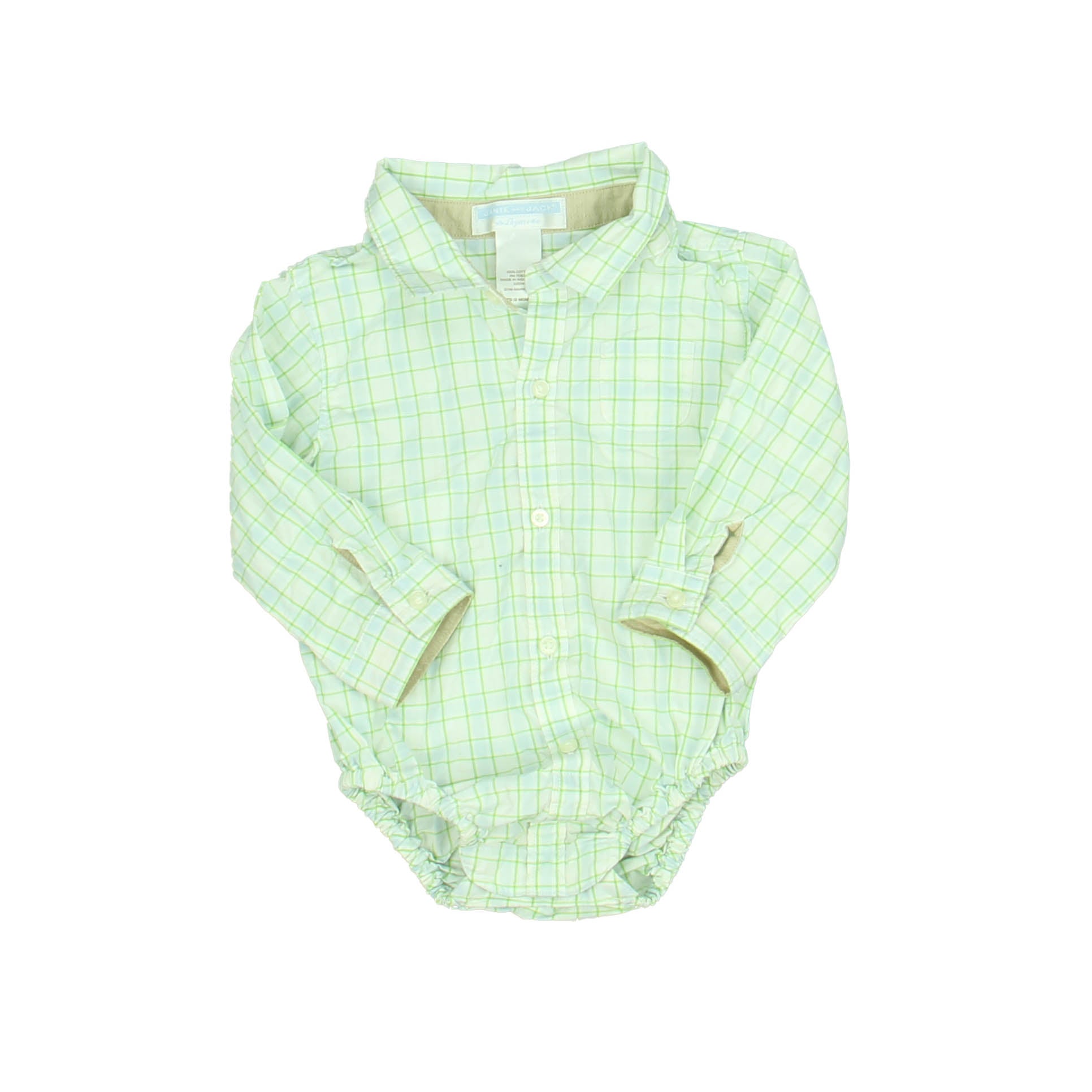Janie & Jack Boys Blue | Green Button Down Long Sleeve Size: 6-12 Months Blue | Green
