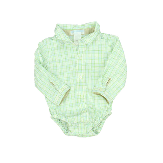 Janie & Jack Boys Blue | Green Button Down Long Sleeve Size: 6-12 Months Blue | Green