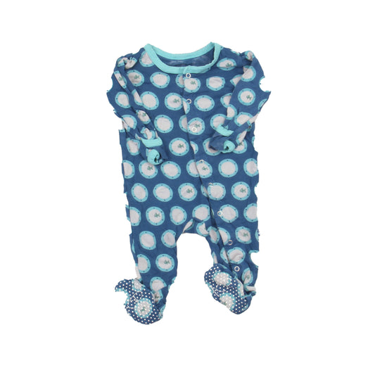Kickee Pants Boys Blue | Grey | Fish 1-piece footed Pajamas Size: 3-6 Months Blue | Grey | Fish