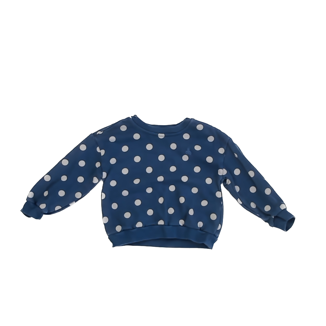 Gap Girls Blue | Grey Polka Dot Sweatshirt Size: 3T Blue | Grey Polka Dot