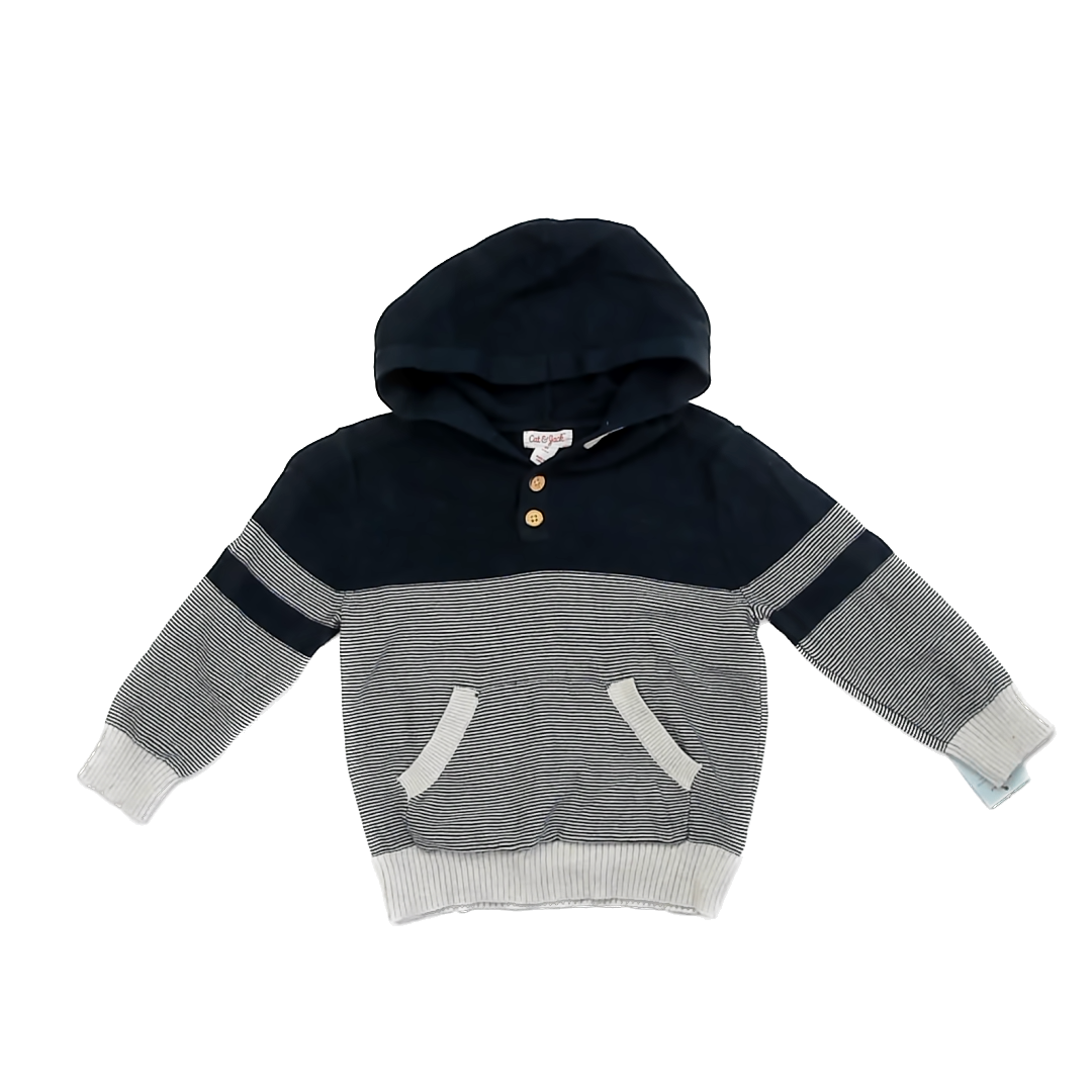 Cat & Jack Boys Blue & Grey Stripe Sweater Size: 3T Blue & Grey Stripe