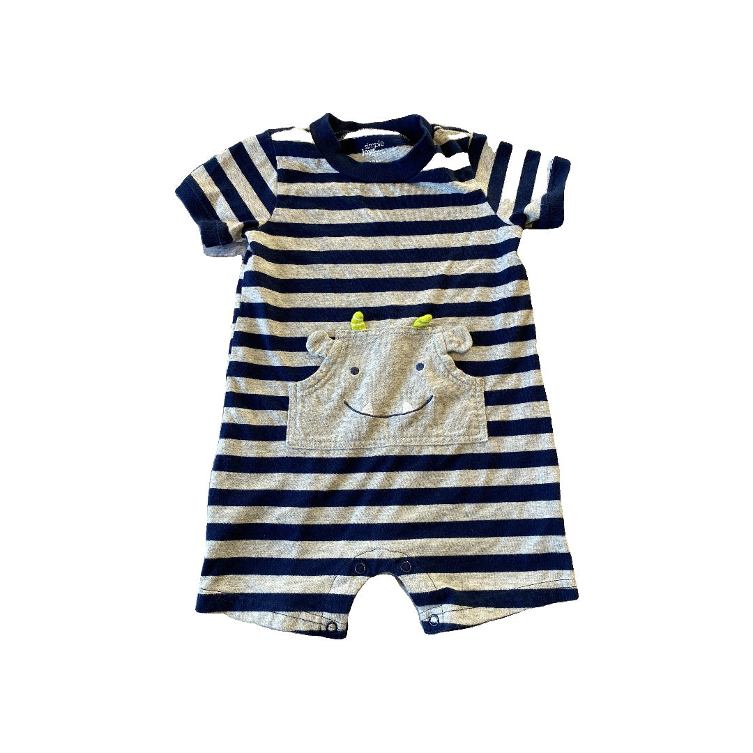 Carters Boys Blue | Grey | Striped Romper Size: 18 months Blue | Grey | Striped