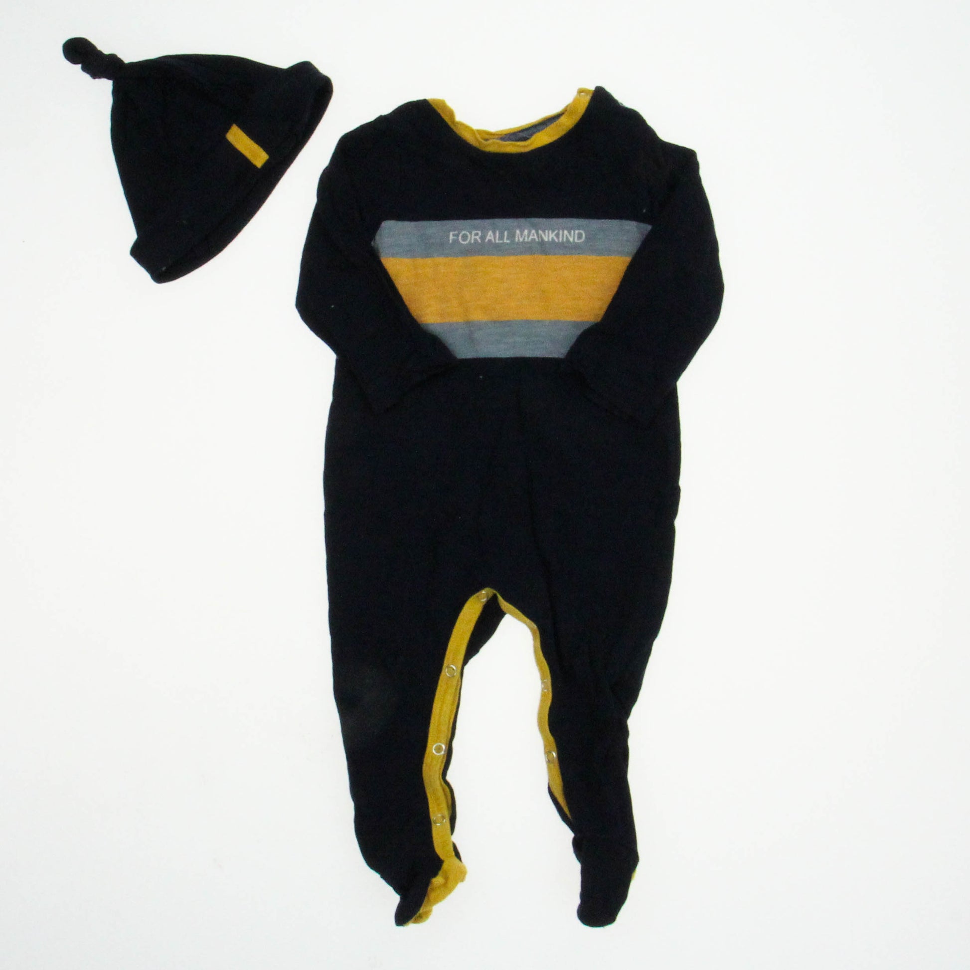 7 for all Mankind Boys Blue | Grey | Yellow Long Sleeve Outfit Size: 3-6 Months Blue | Grey | Yellow