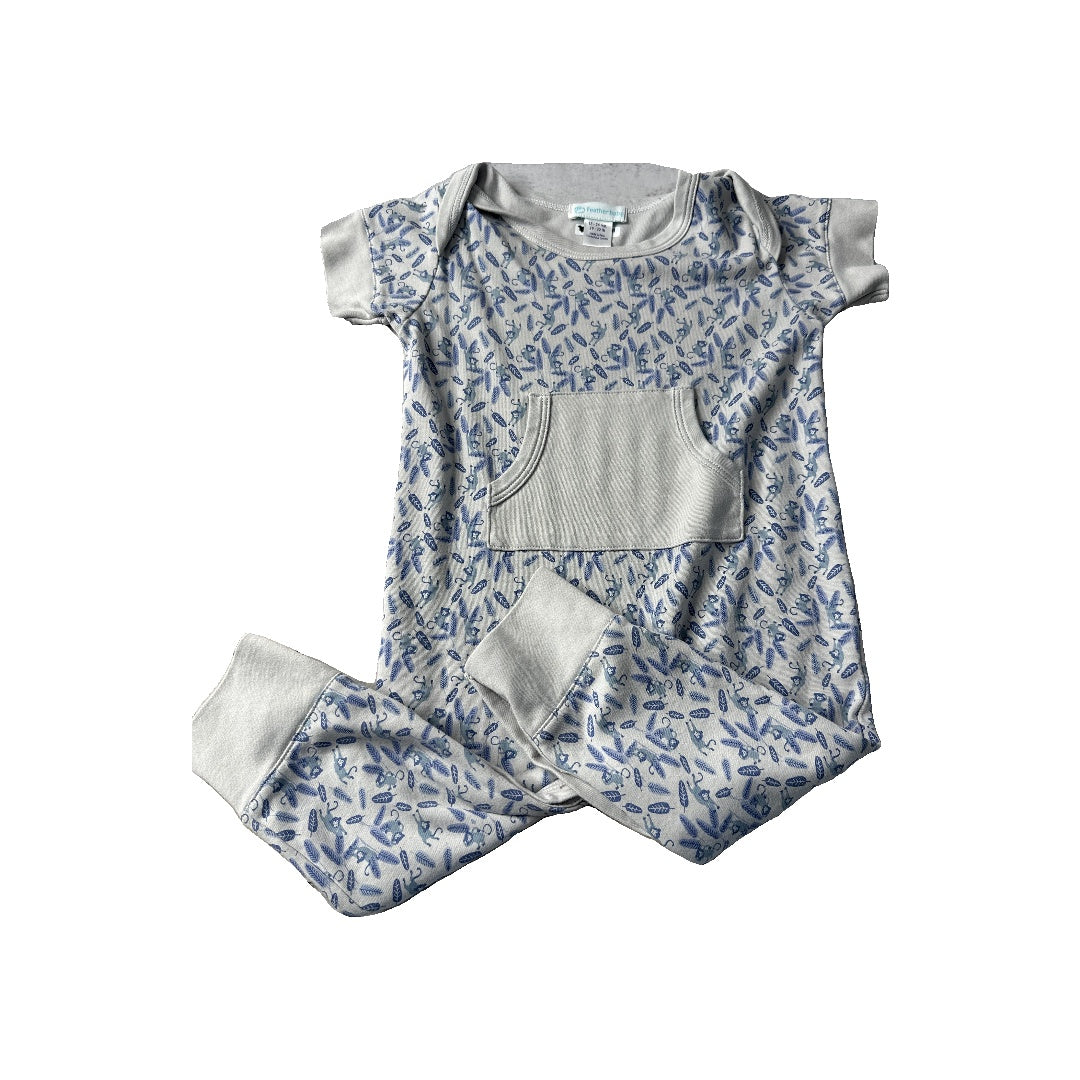 Feather Baby Boys Blue | Grey Romper Size: 18-24 months Blue | Grey