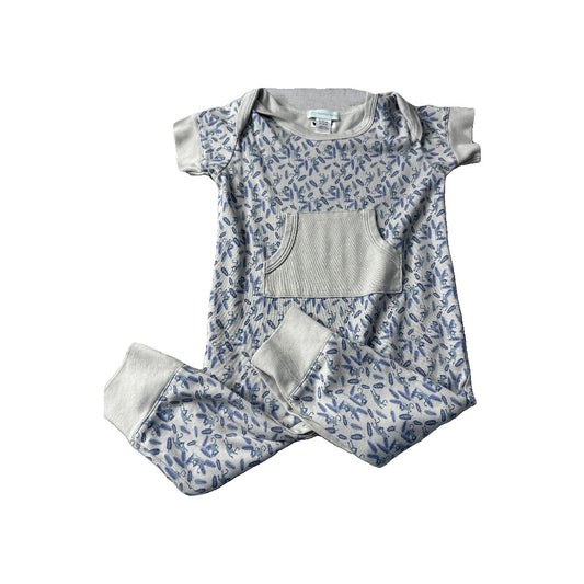 Feather Baby Boys Blue | Grey Romper Size: 18-24 months Blue | Grey