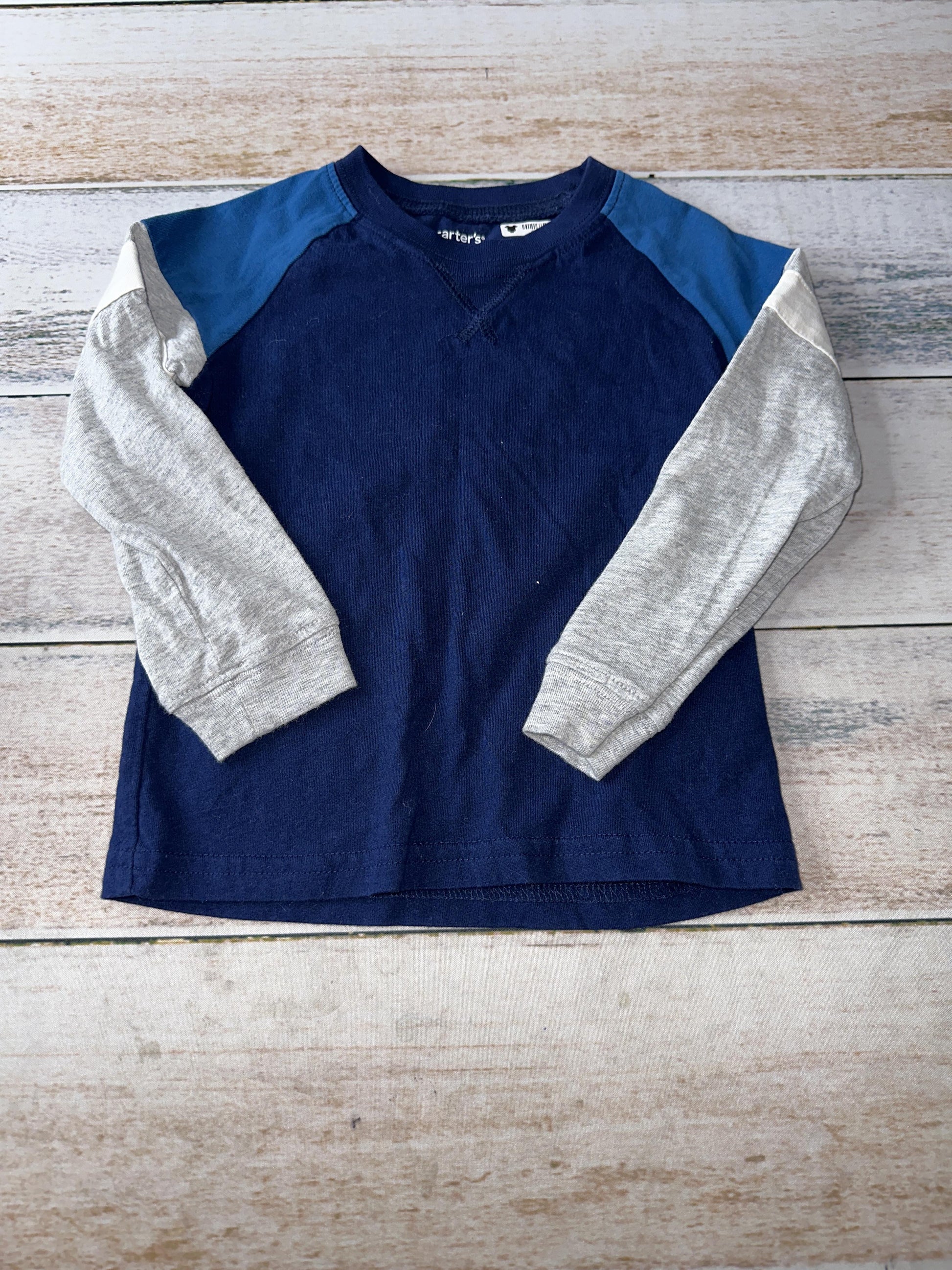 Carters Boys Blue | Grey Long Sleeve Shirt Size: 24 months Blue | Grey