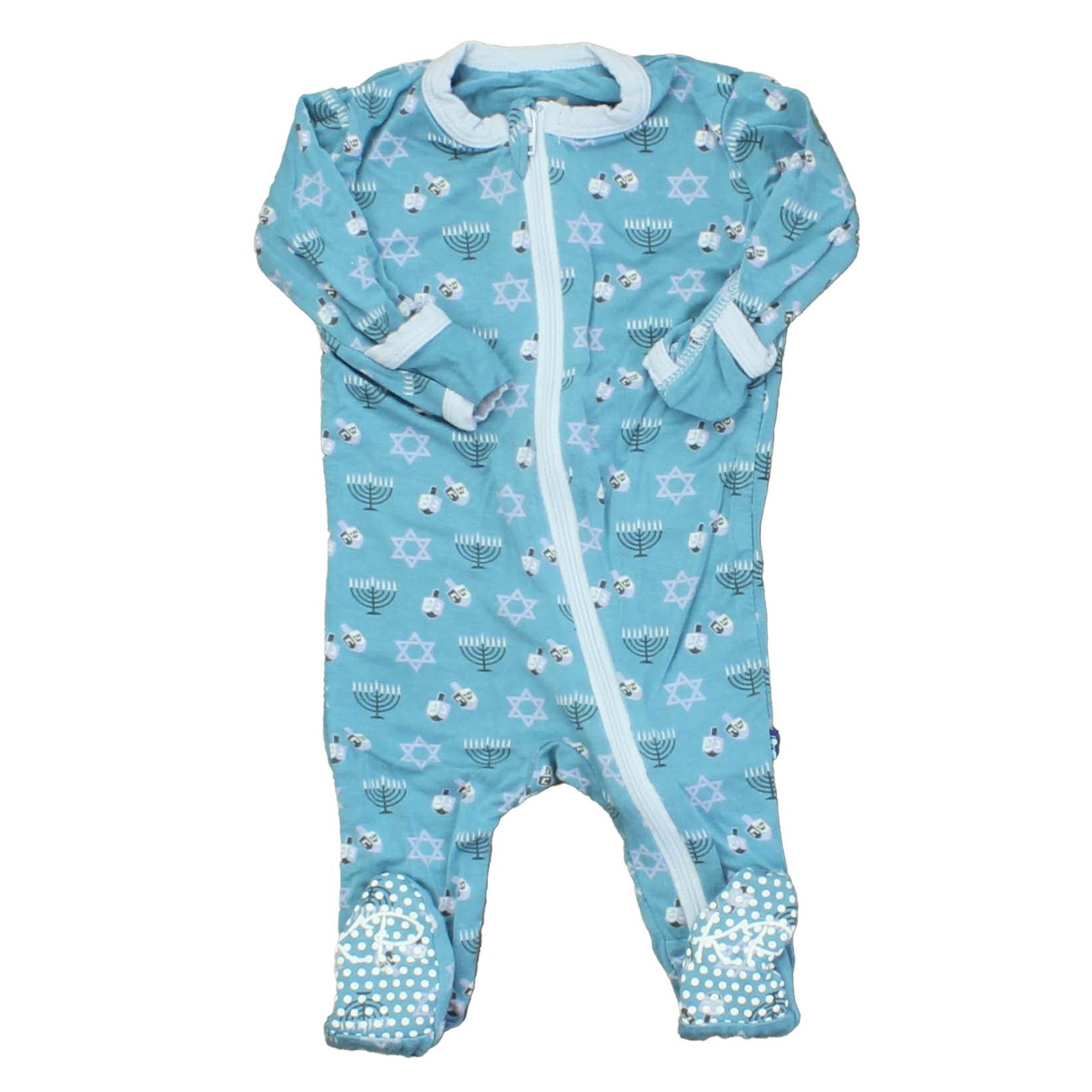 Kickee Pants Boys Blue Hanukkah Onesie Size: 0-3 Months Blue Hanukkah